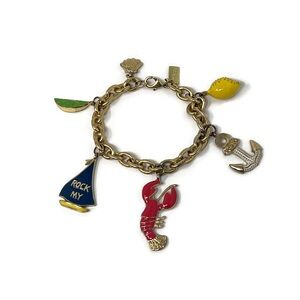 🍋💕LILY PULITZER💕🍋Rare “Rock My Boat” Gold Tone Charm Bracelet